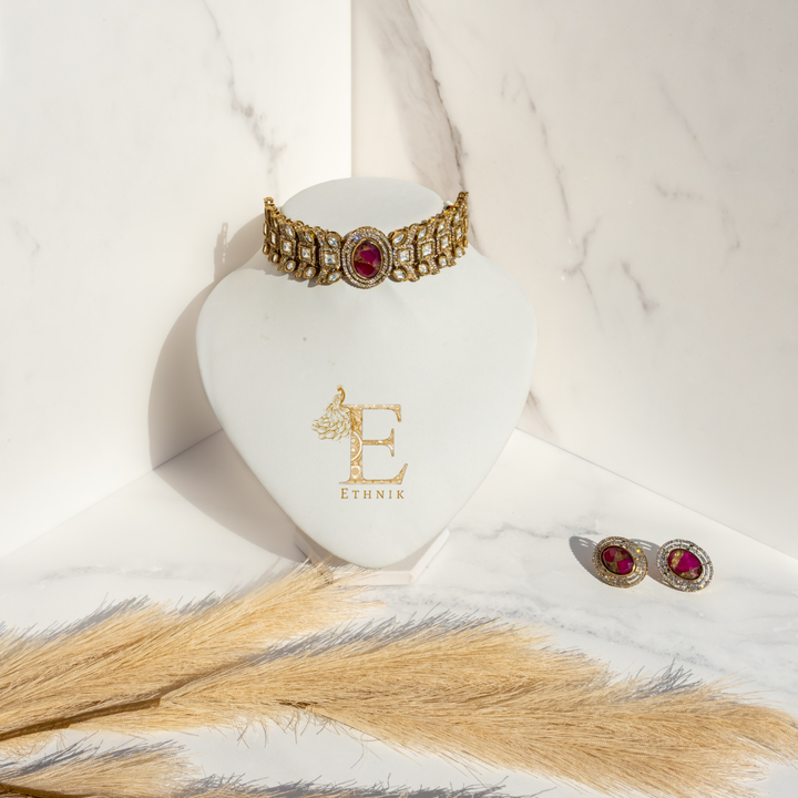 Navya Necklace Set Ruby