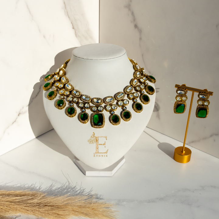 Rajkumari Necklace Set Emerald