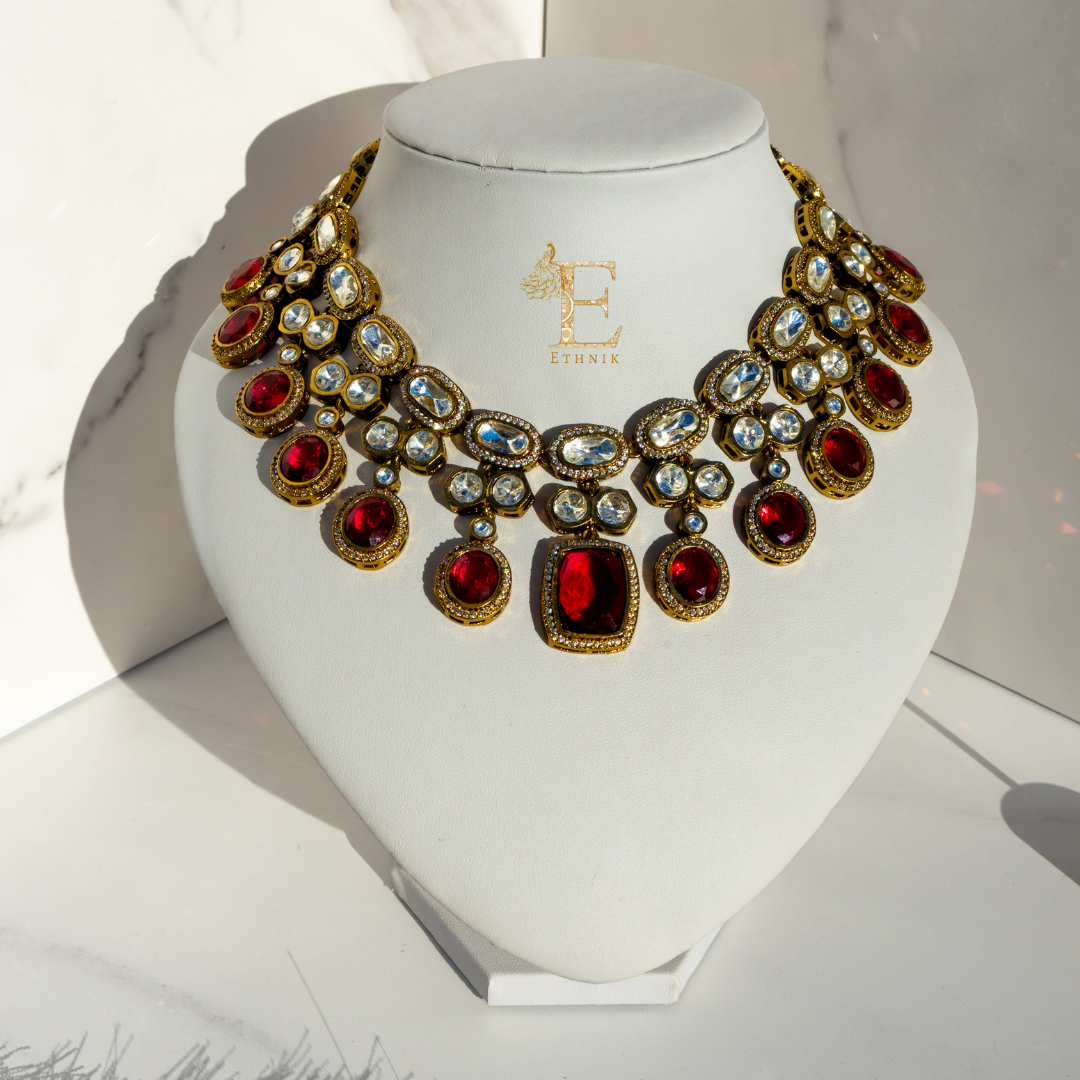 Rajkumari Necklace Set Ruby